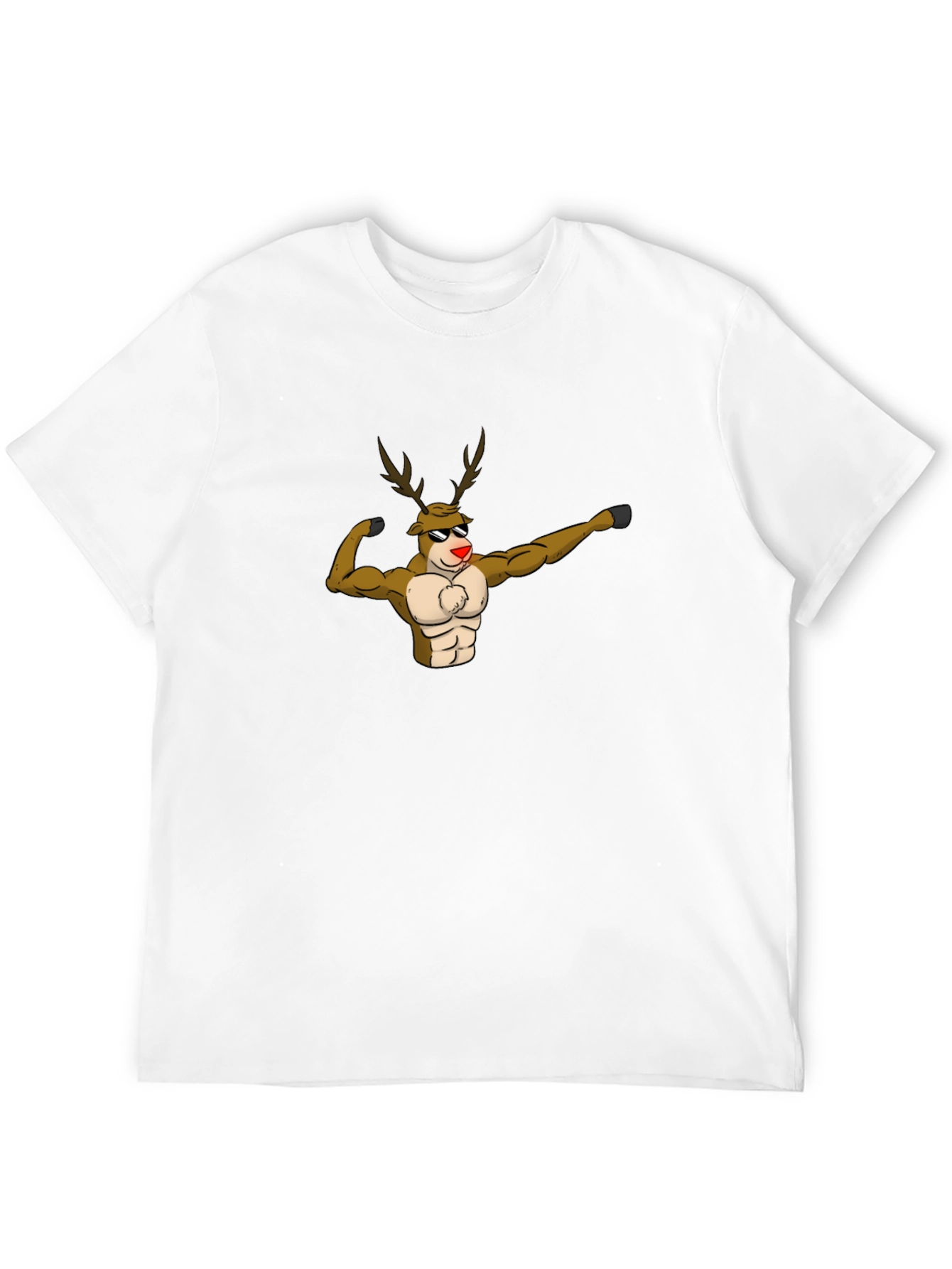 Muscular Reindeer Graphic T-Shirt