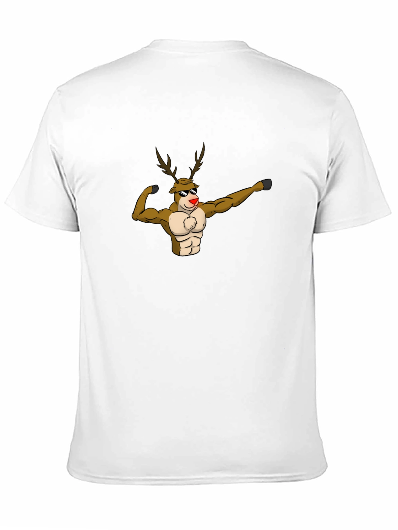 Muscular Reindeer Graphic T-Shirt