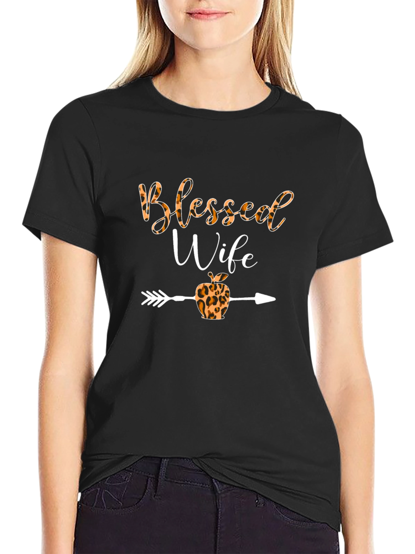 Blessed Wife Graphic Tee - Leopard Print