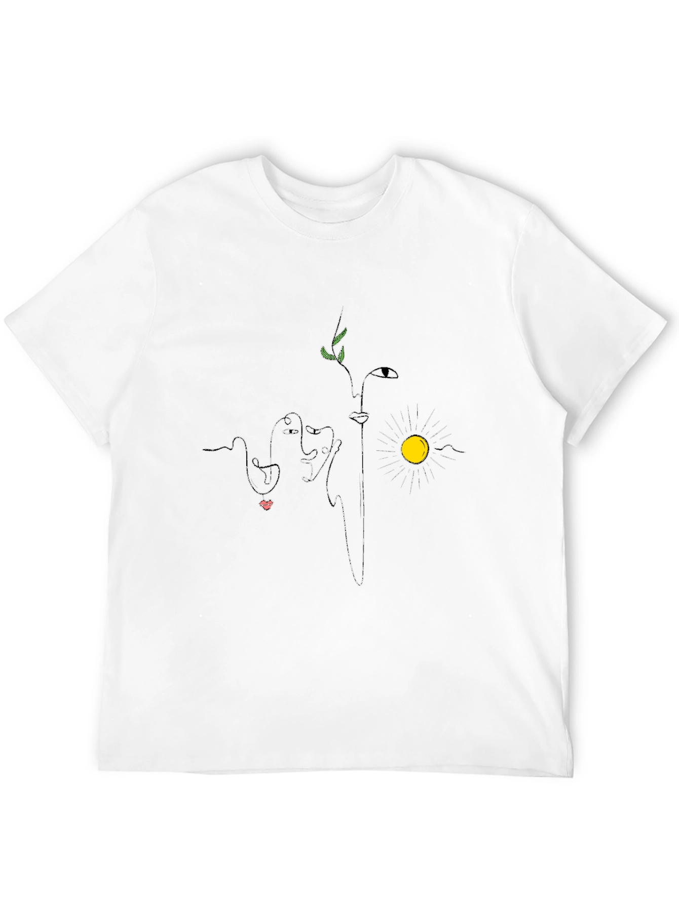 Abstract Faces & Nature Graphic Tee - Black
