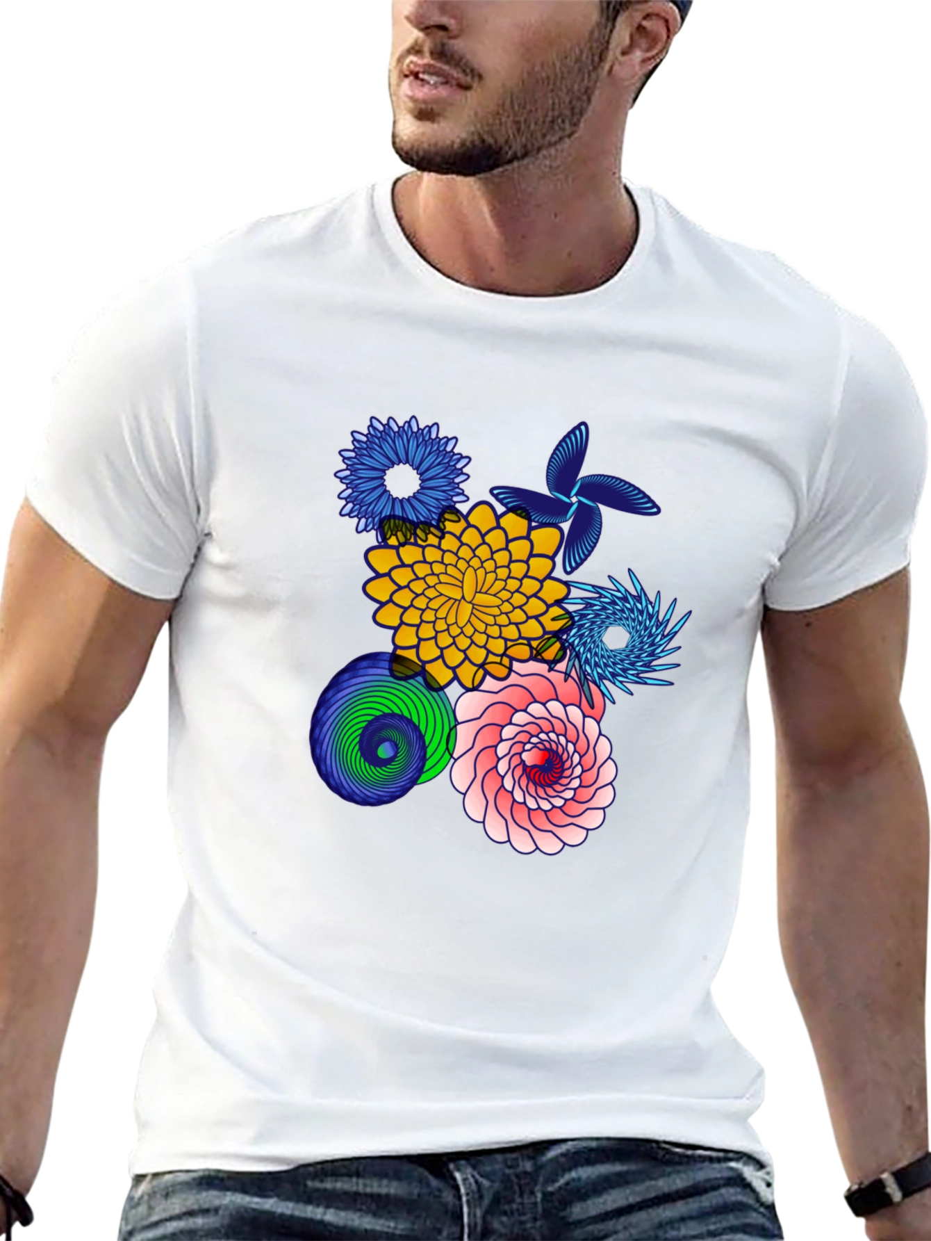 Floral Art Black T-Shirt