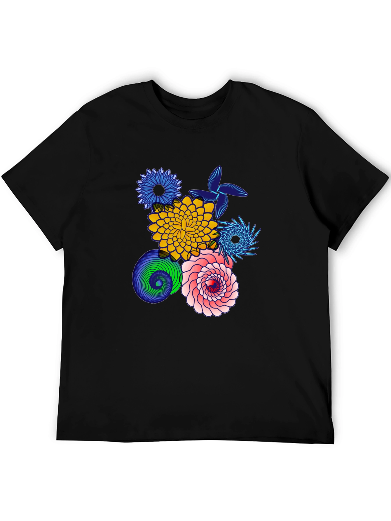 Floral Art Black T-Shirt