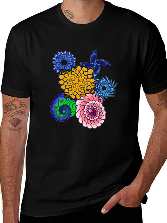 Floral Art Black T-Shirt
