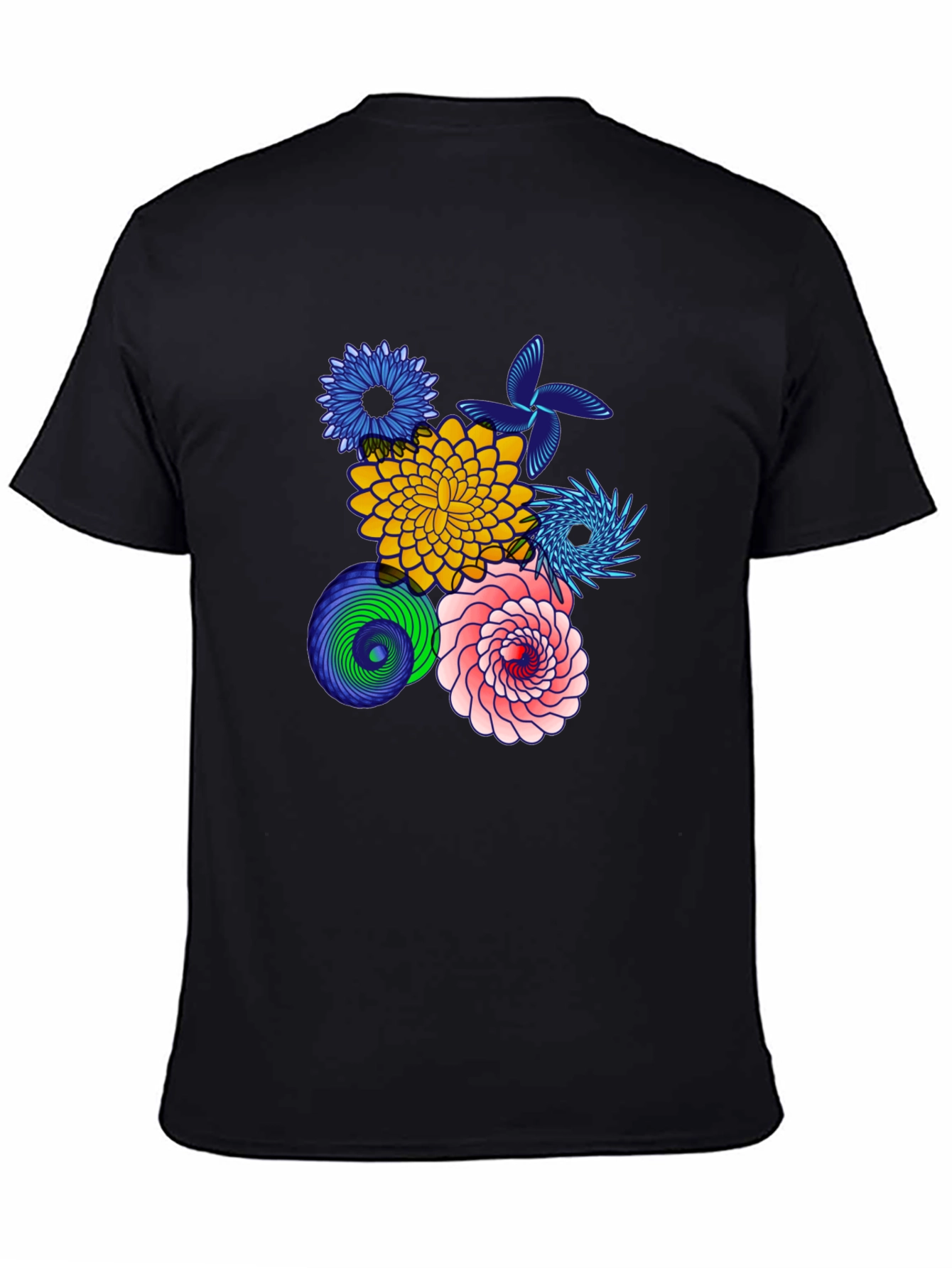 Floral Art Black T-Shirt