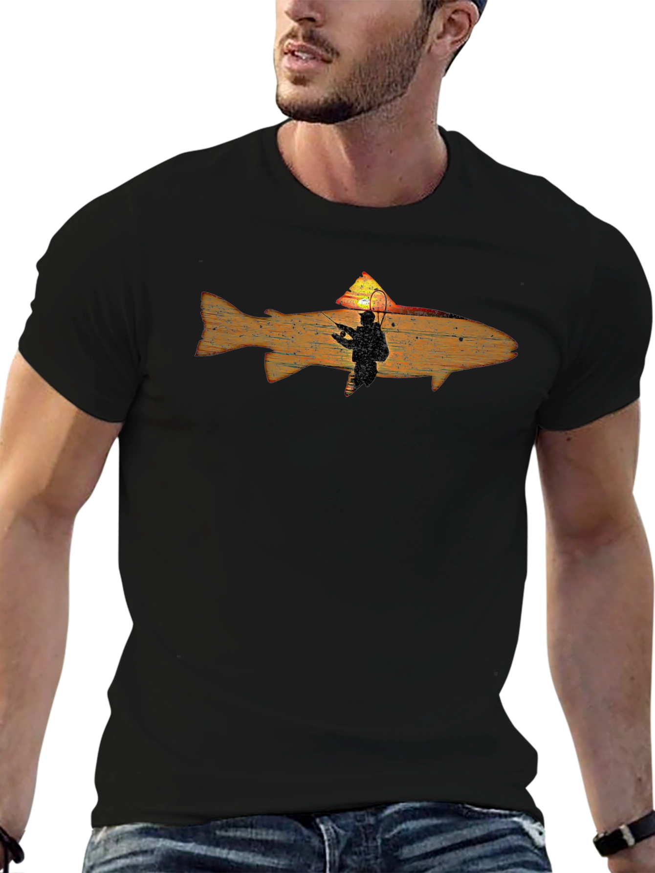 Fishing Sunset T-Shirt - Angler Silhouette Tee