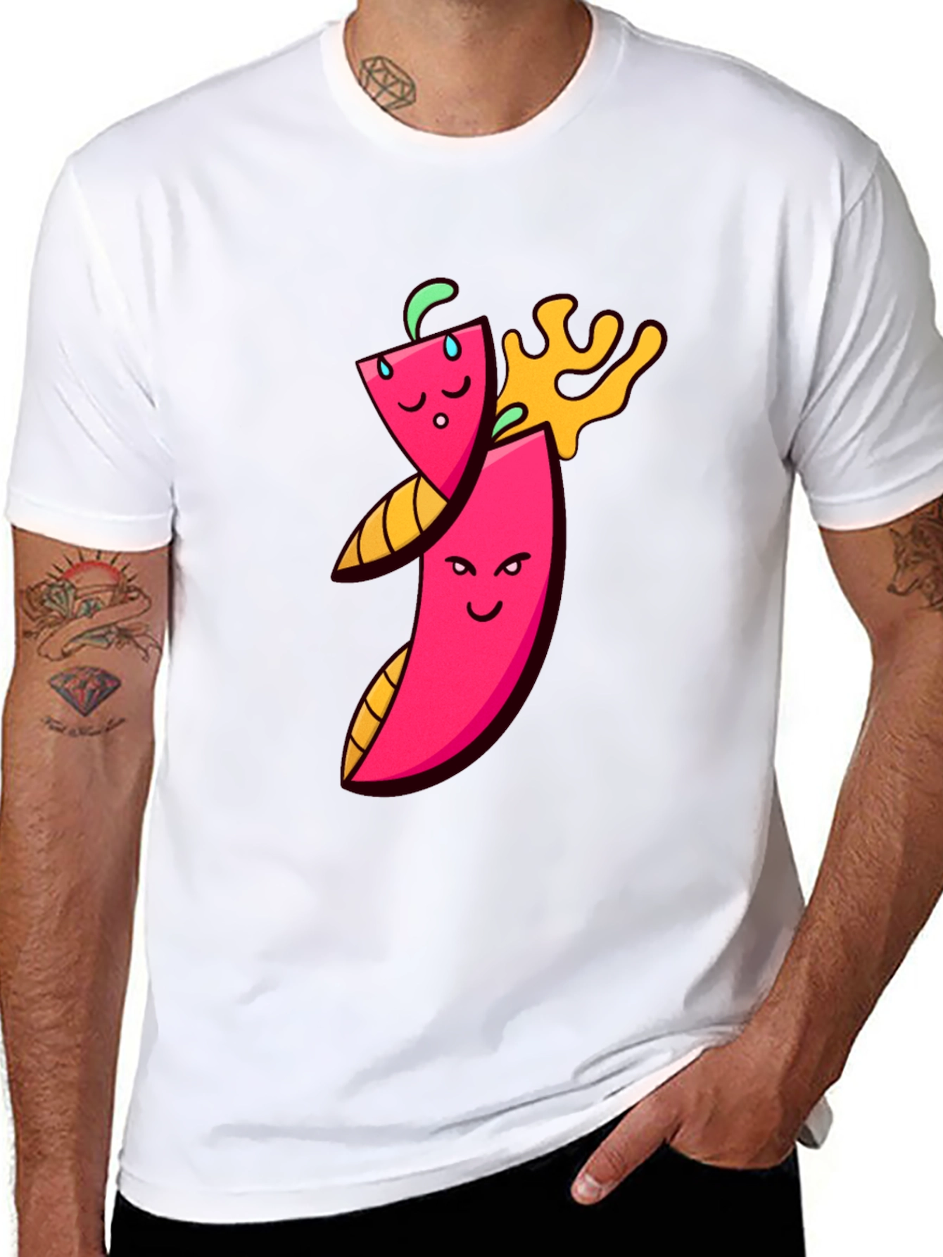 Spicy Chili Pepper Cartoon Graphic T-Shirt