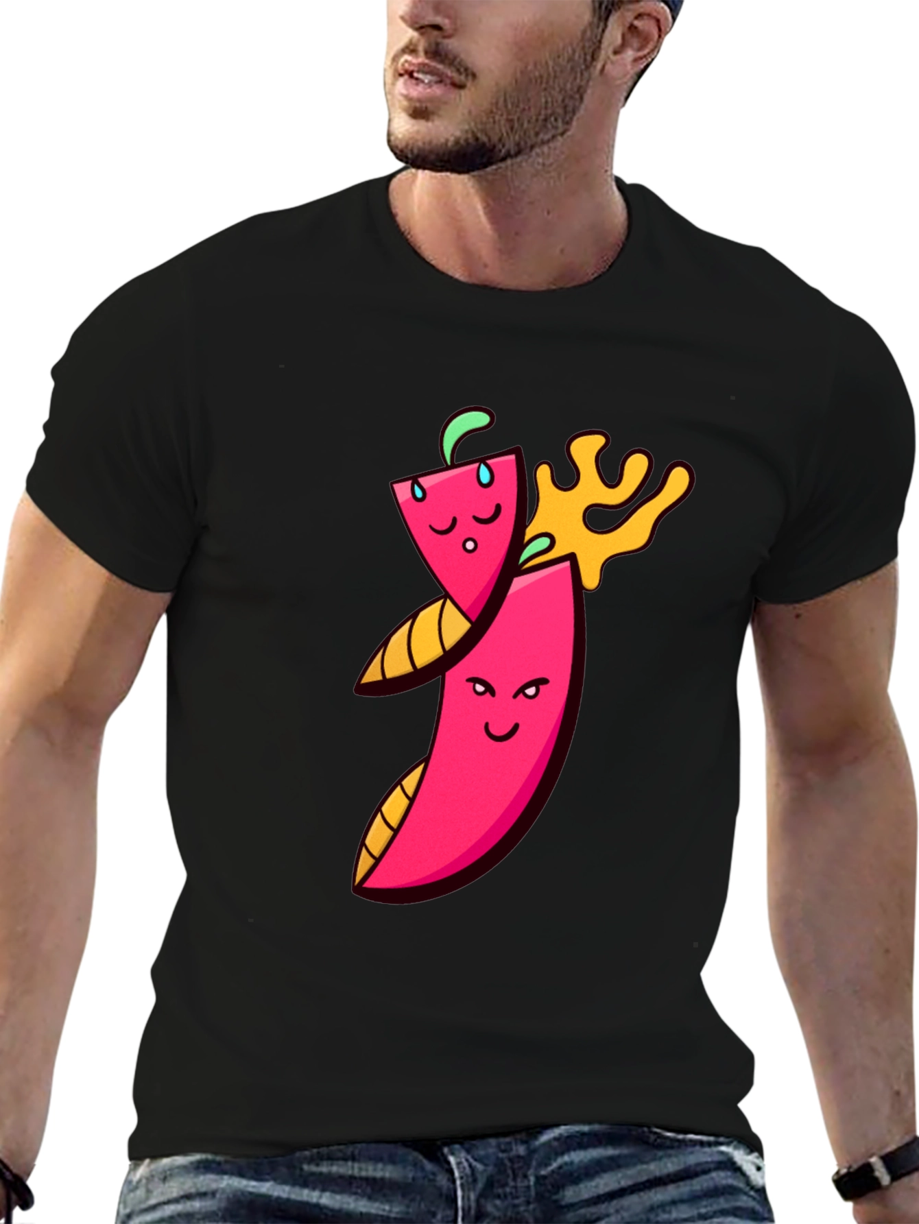 Spicy Chili Pepper Cartoon Graphic T-Shirt