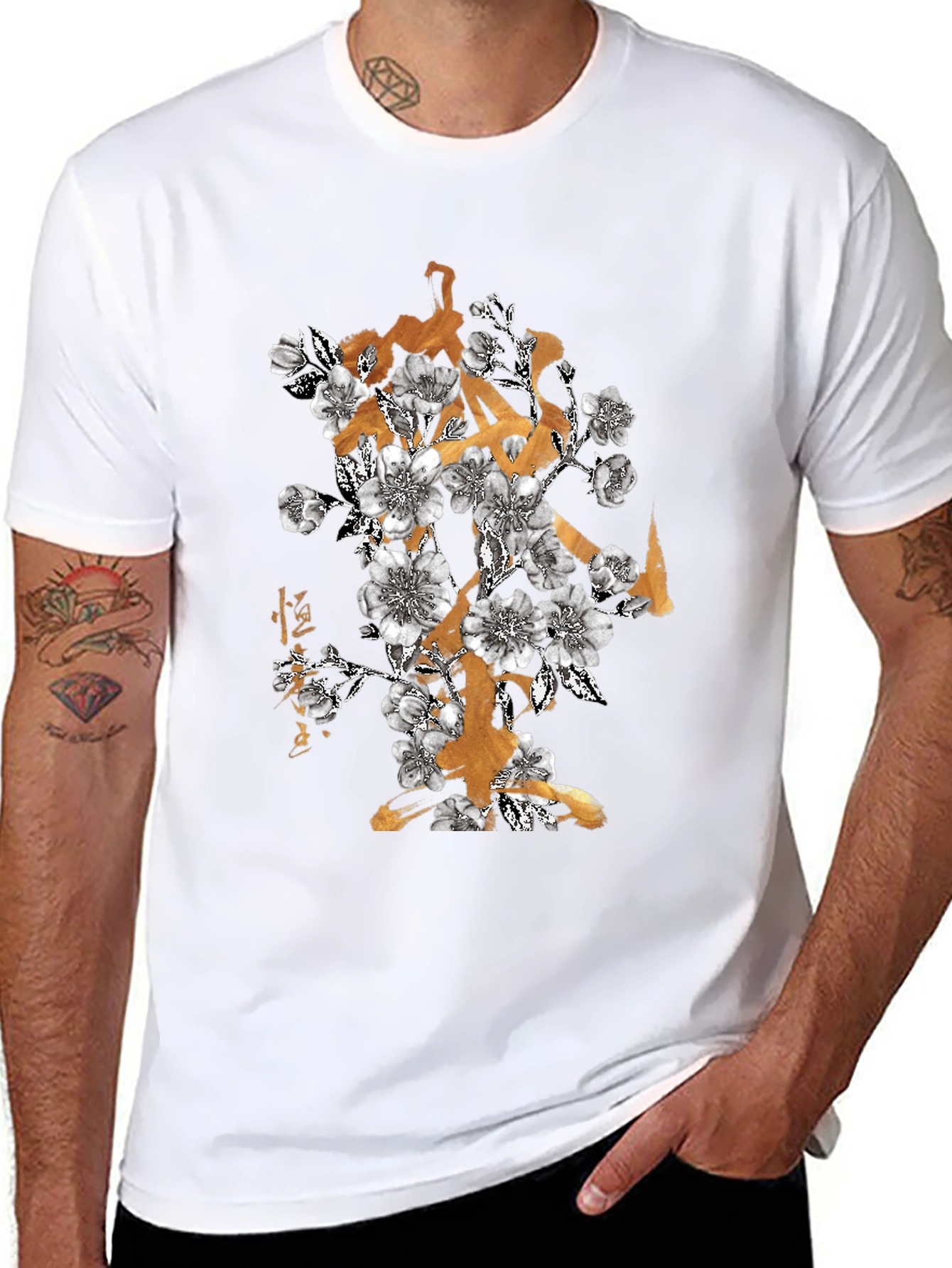 Floral Gold Accent T-Shirt
