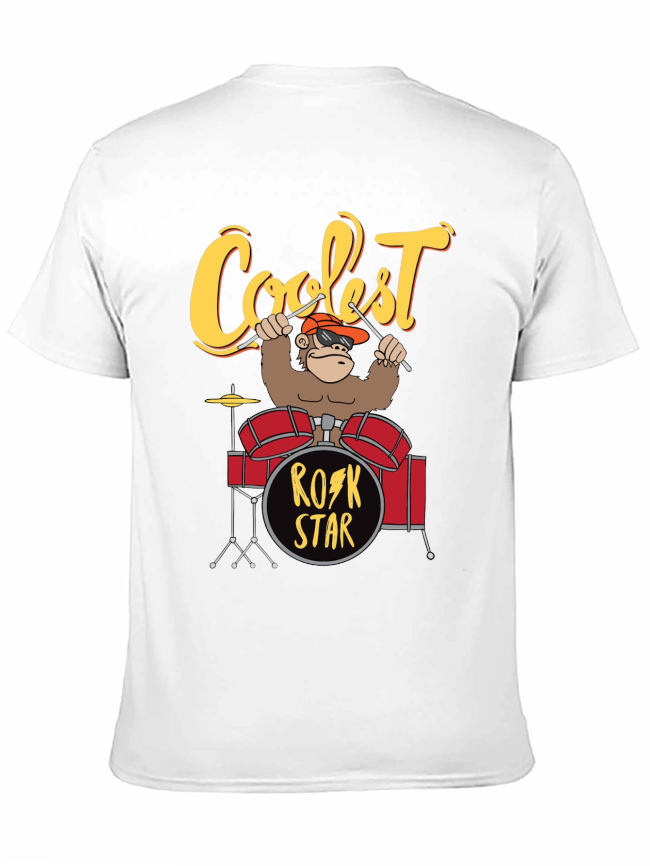 Coolest Rock Star Monkey Drummer T-Shirt