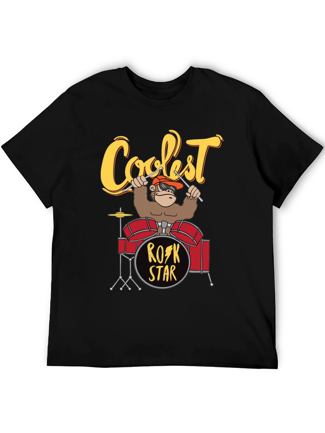 Coolest Rock Star Monkey Drummer T-Shirt