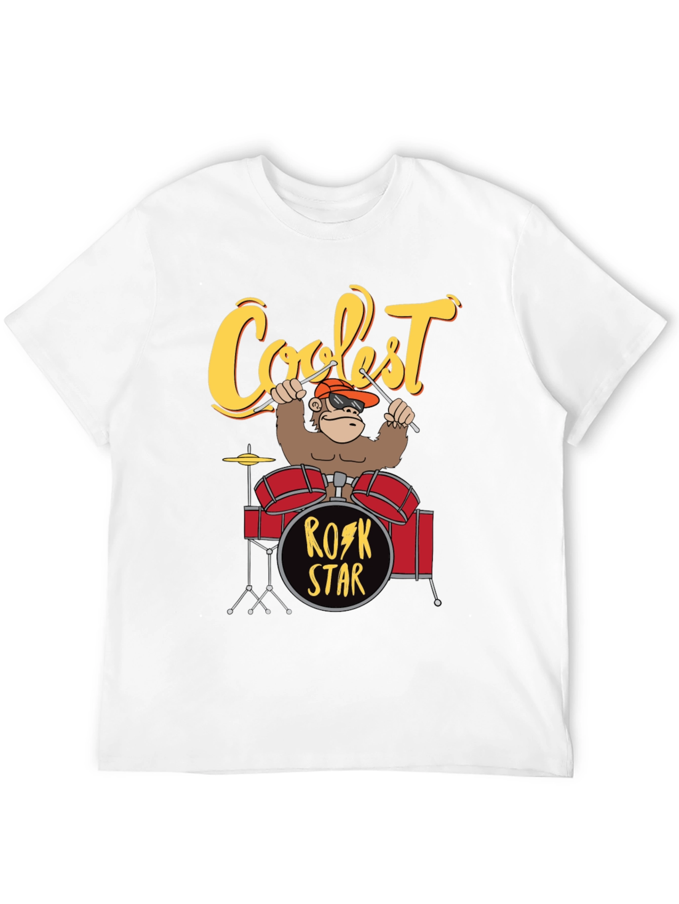 Coolest Rock Star Monkey Drummer T-Shirt