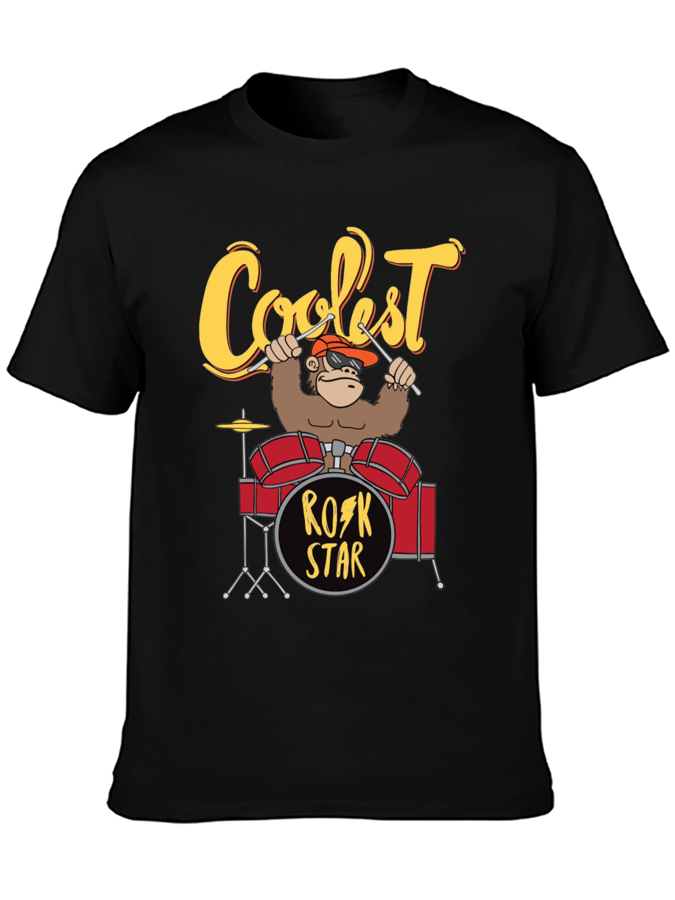 Coolest Rock Star Monkey Drummer T-Shirt