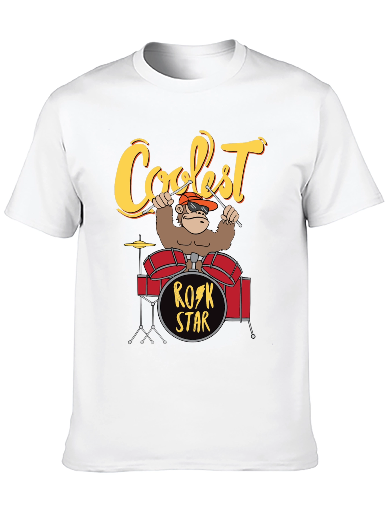 Coolest Rock Star Monkey Drummer T-Shirt