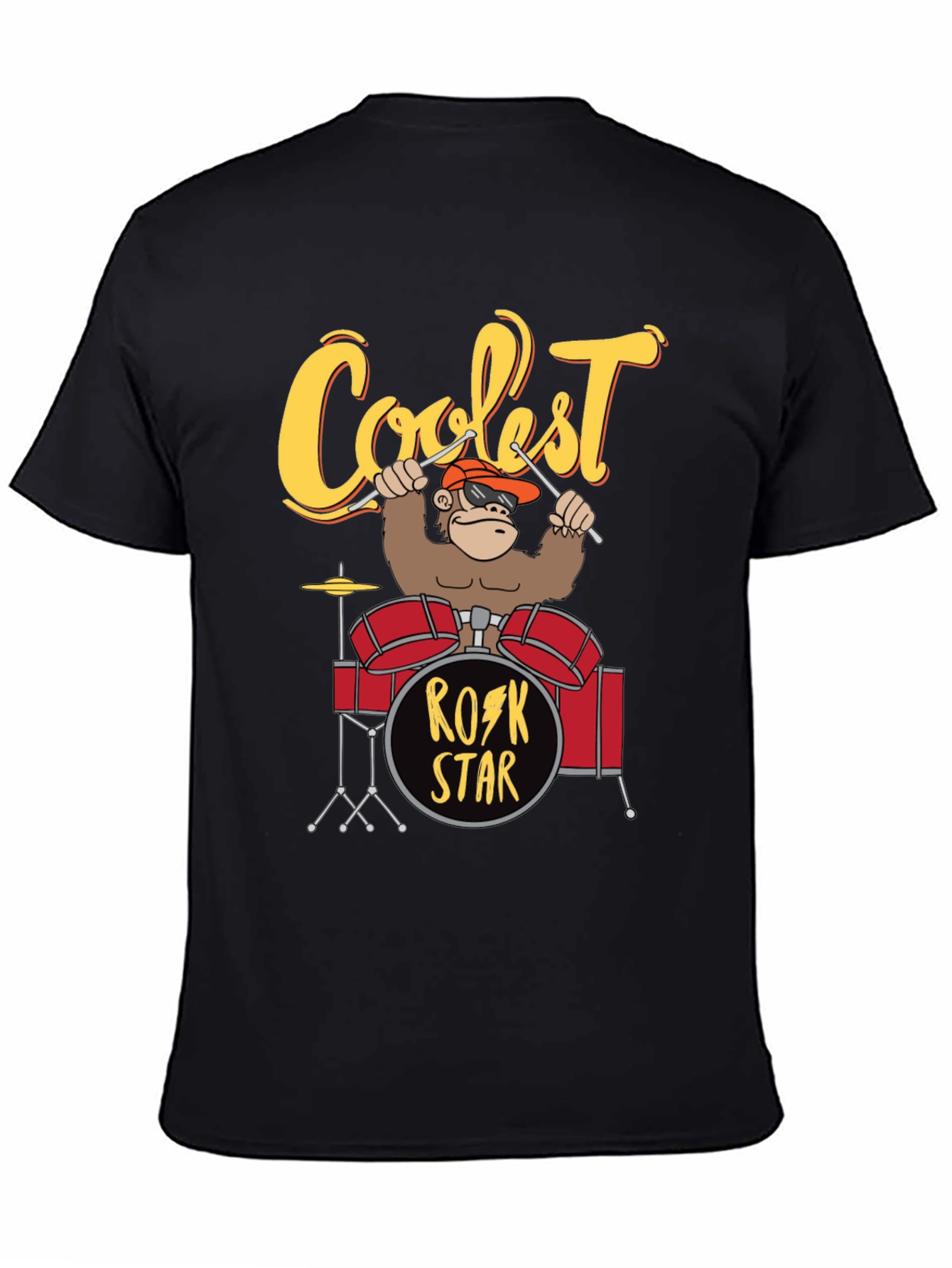 Coolest Rock Star Monkey Drummer T-Shirt