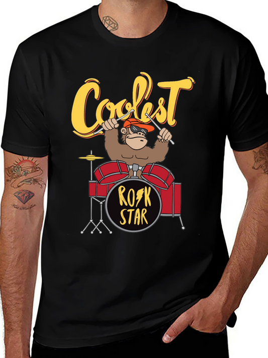 Coolest Rock Star Monkey Drummer T-Shirt