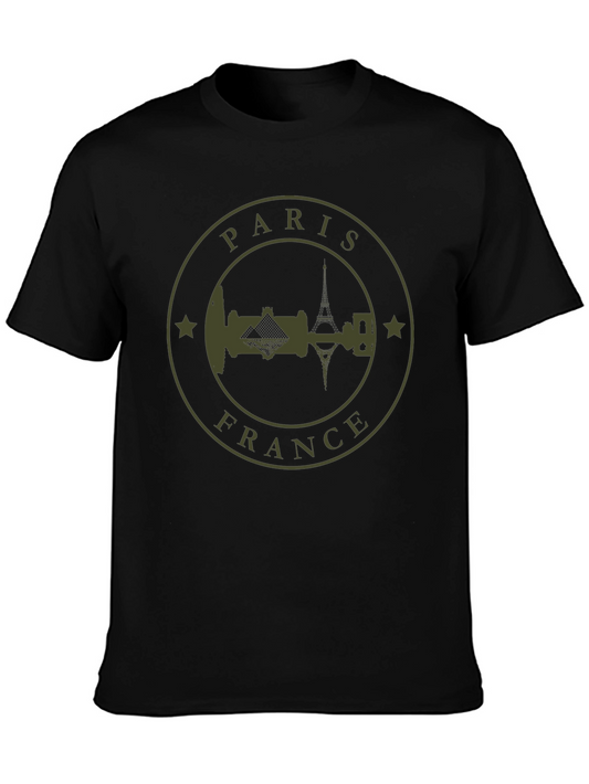 Paris France Graphic Tee - Black Cotton T-Shirt