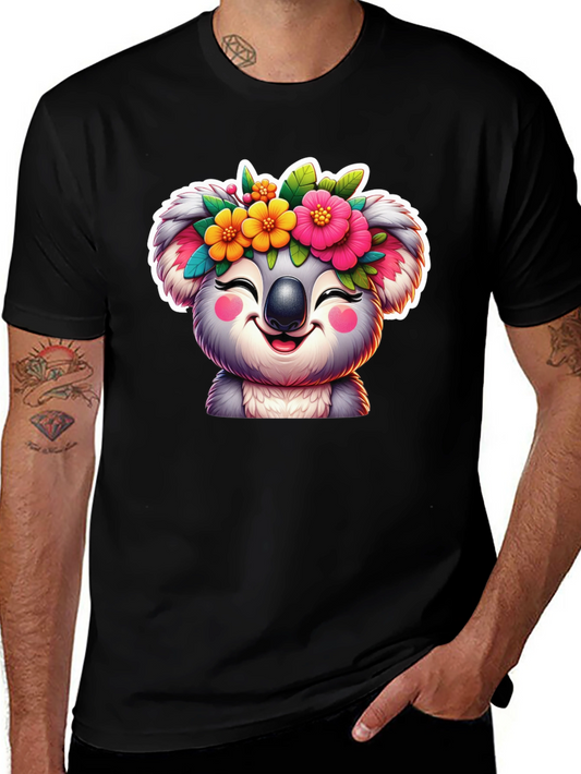 Cute Koala Flower Crown Graphic Tee - Soft Cotton Comfort