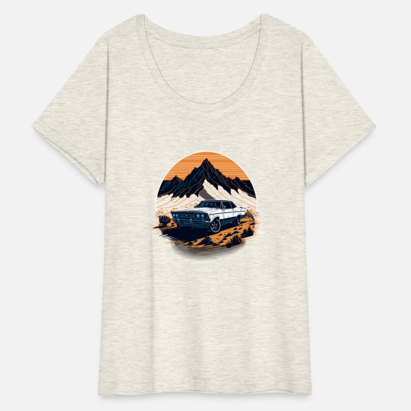 Vintage Car on Rock in Front of a Sunset