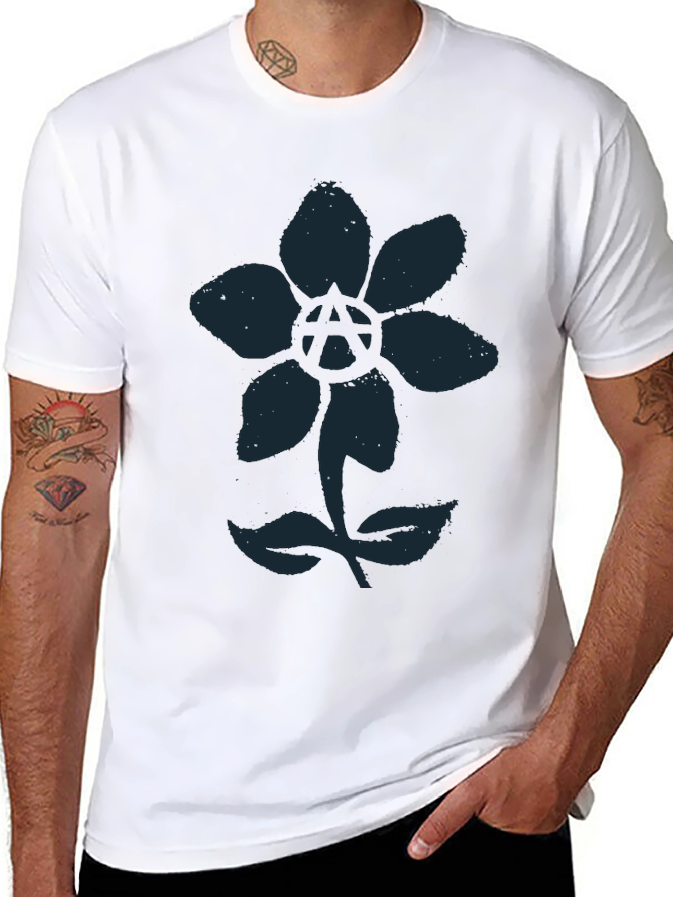 Anarchy Flower Graphic Tee - Cool Design!