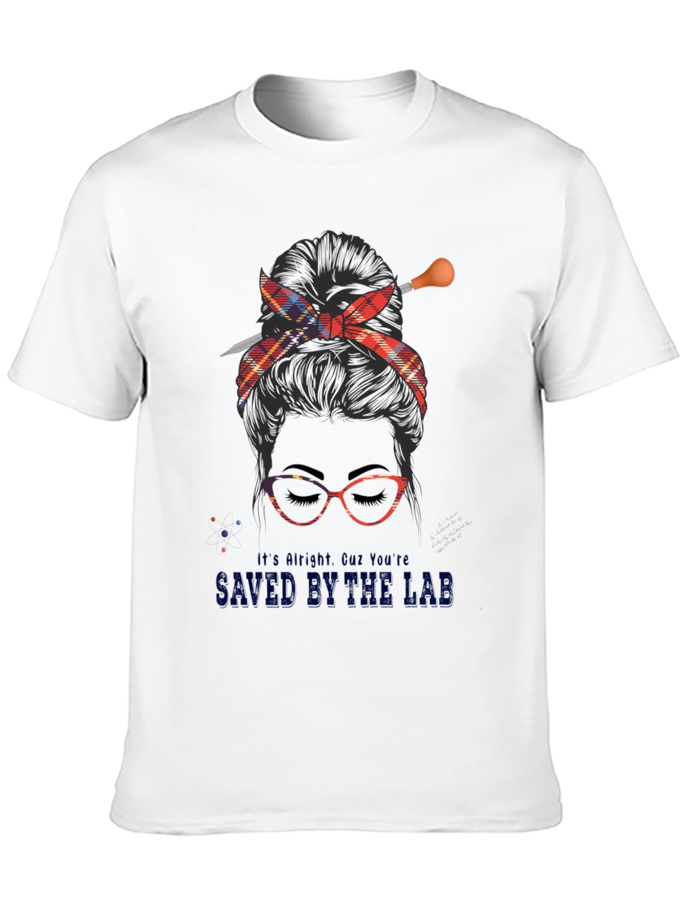 Saved By The Lab T-Shirt Messy Bun Plaid Headband