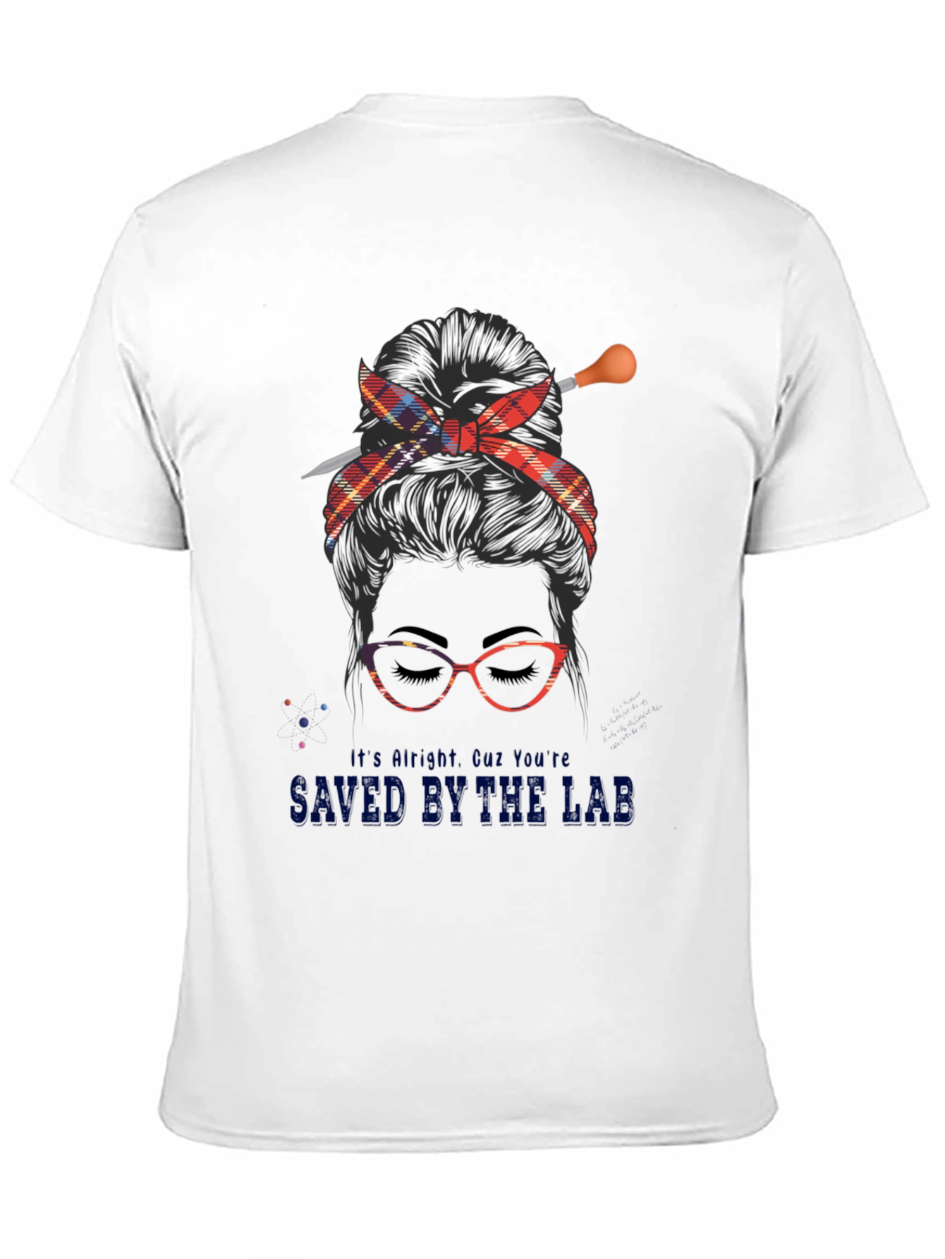 Saved By The Lab T-Shirt Messy Bun Plaid Headband