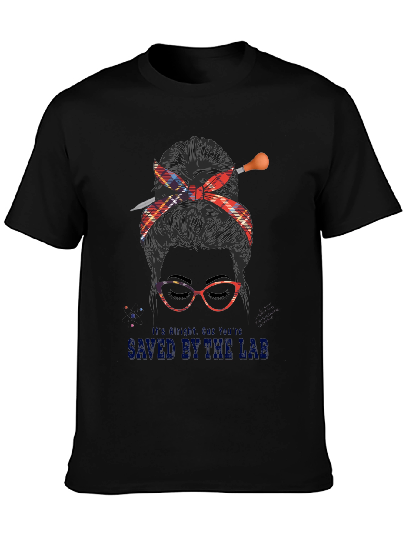 Saved By The Lab T-Shirt Messy Bun Plaid Headband