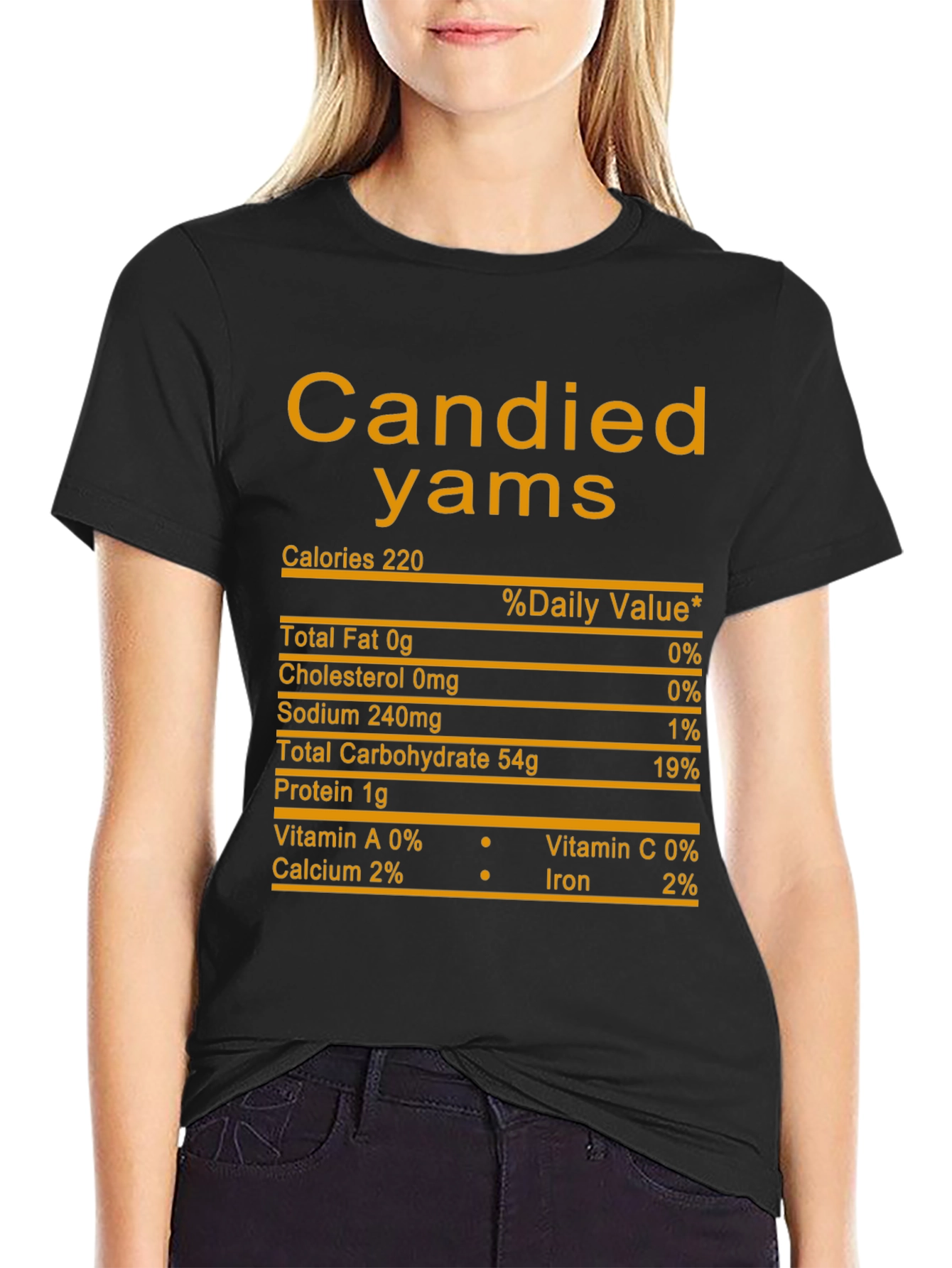 Candied Yams Nutrition Facts Black T-Shirt