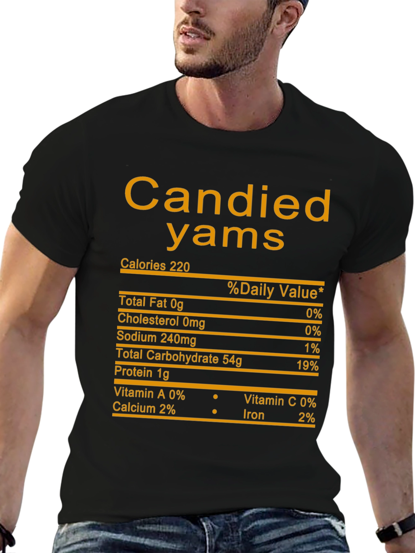Candied Yams Nutrition Facts Black T-Shirt
