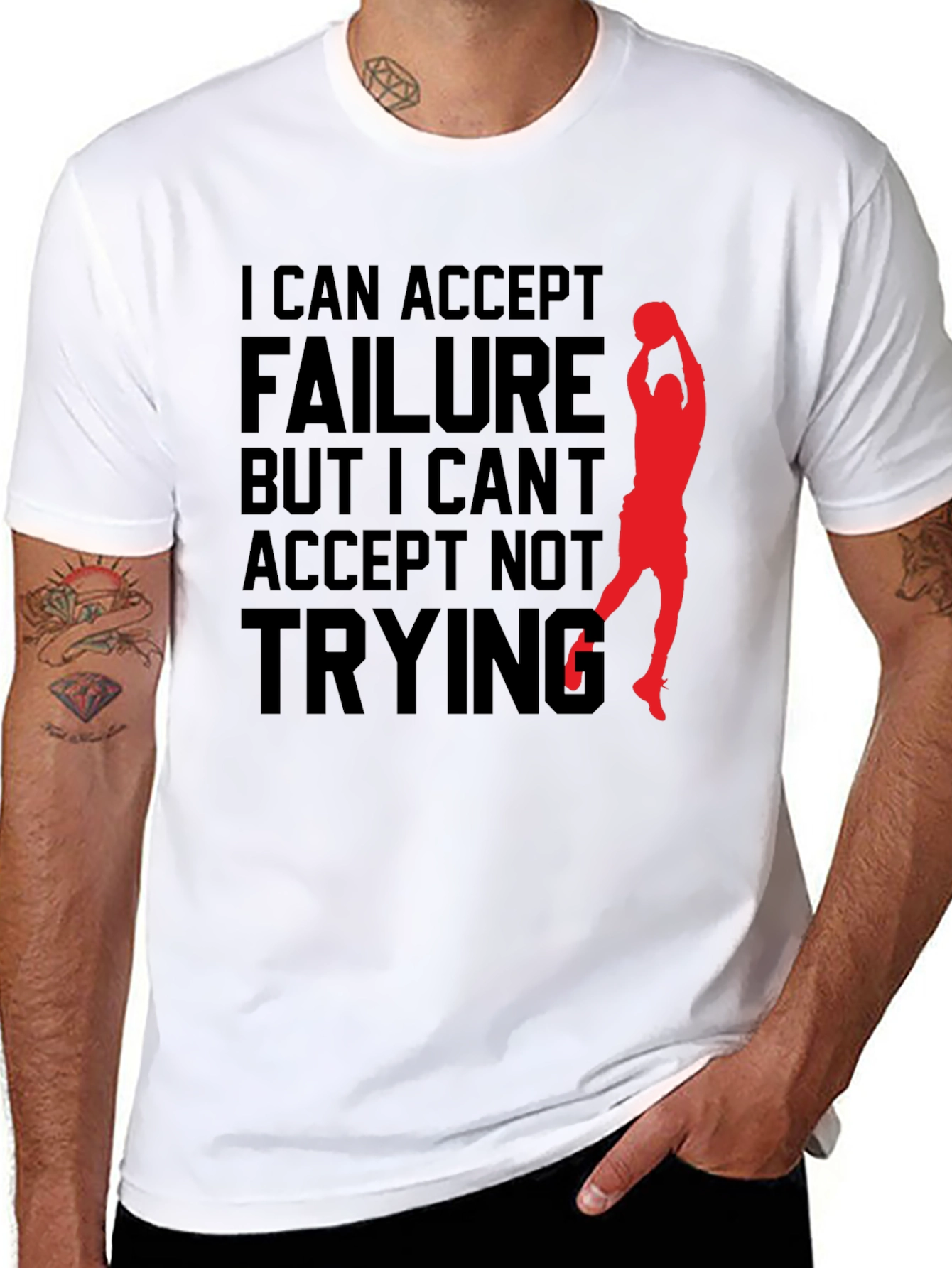 Motivational Basketball T-Shirt - Never Stop Trying