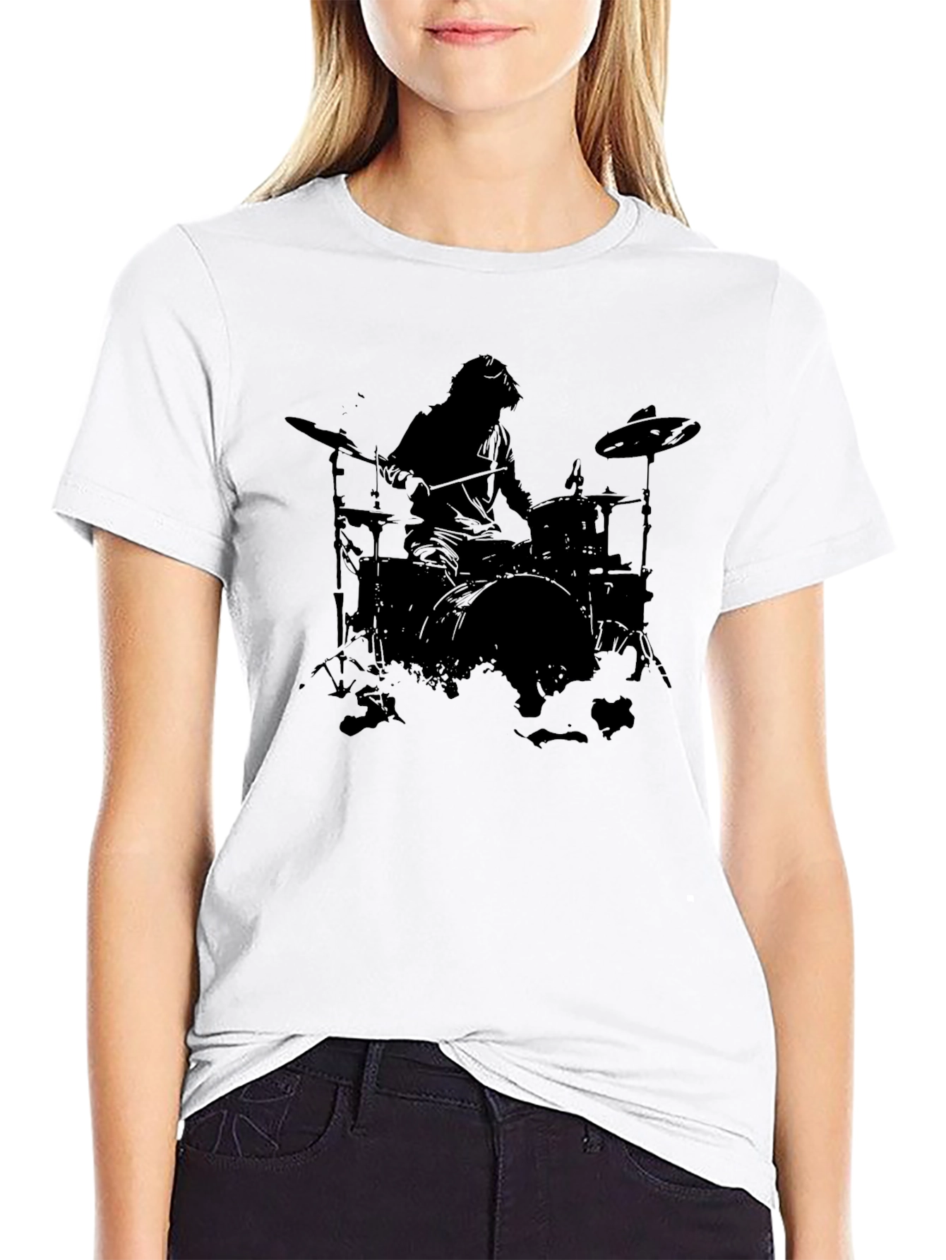 Drummer Silhouette Black T-Shirt