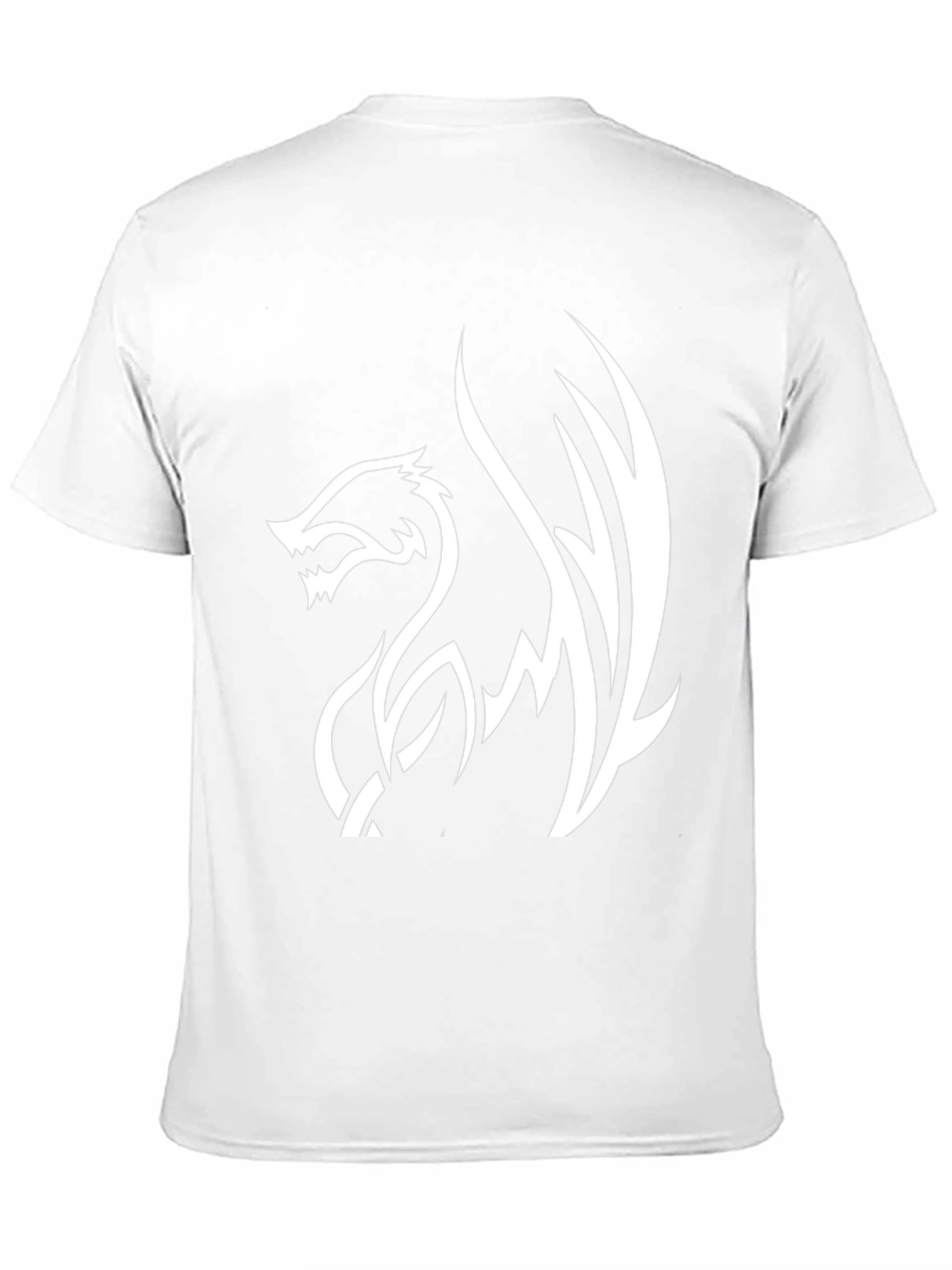 Mens Black T-Shirt with White Dragon Graphic