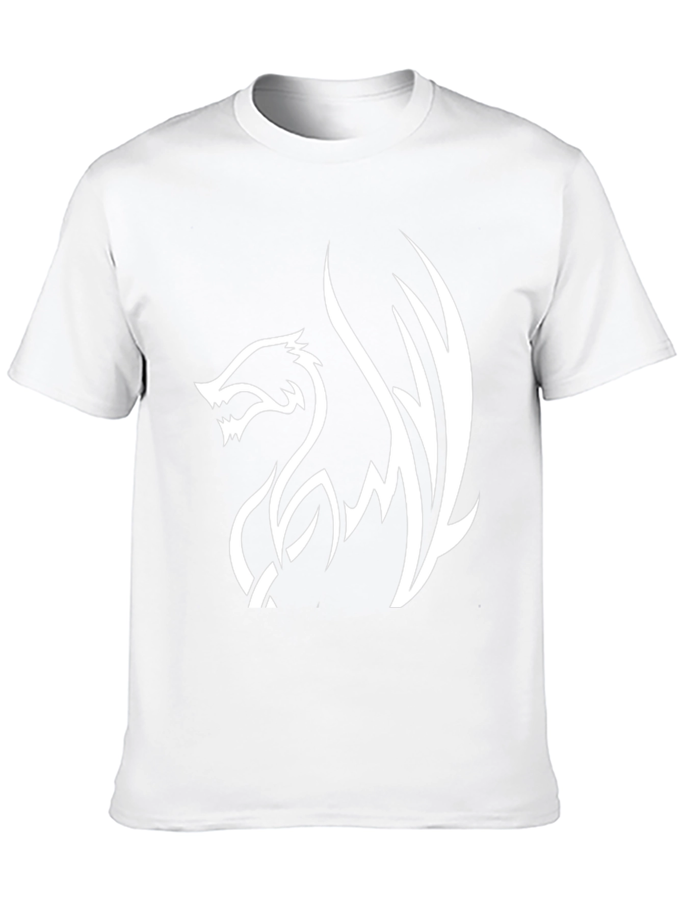 Mens Black T-Shirt with White Dragon Graphic