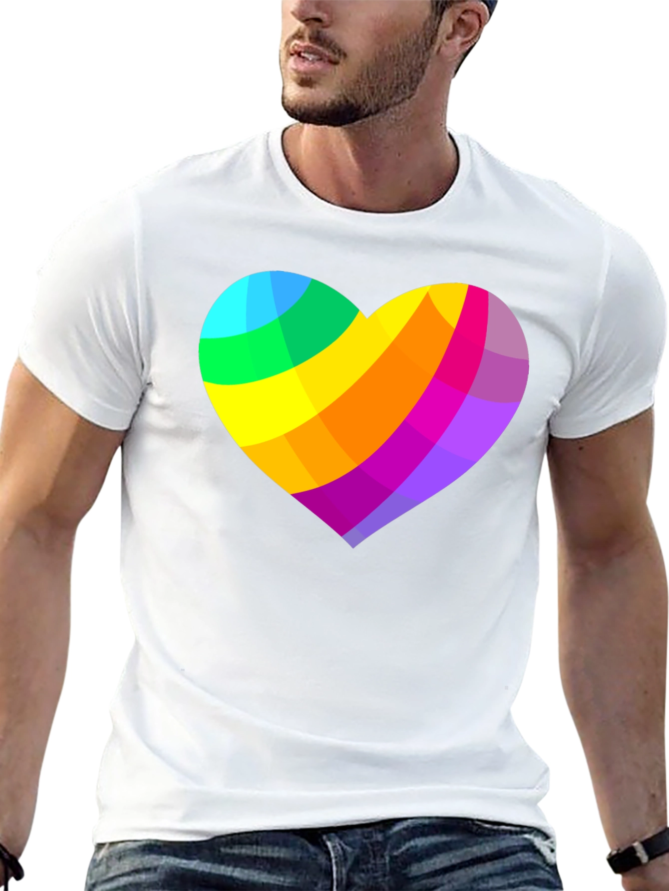 Rainbow Heart Graphic Black T-Shirt