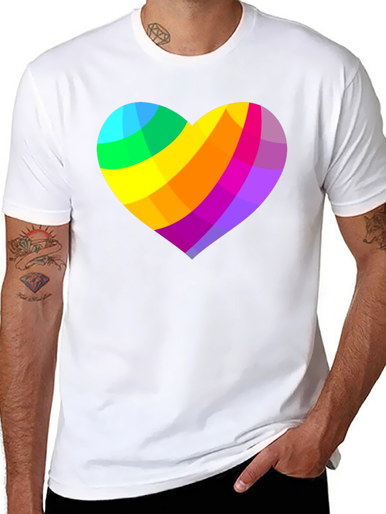 Rainbow Heart Graphic Black T-Shirt
