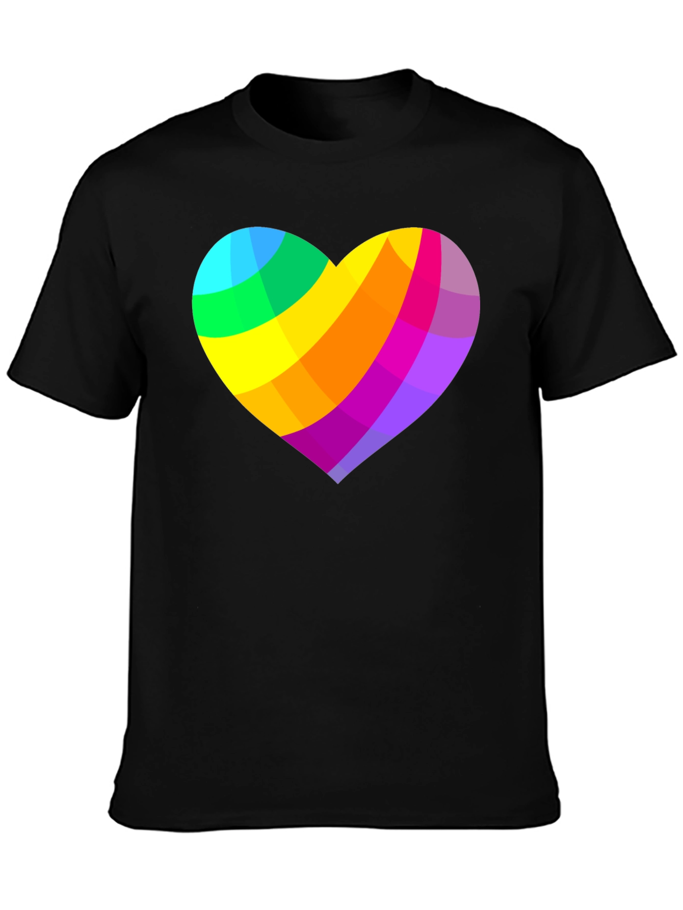Rainbow Heart Graphic Black T-Shirt