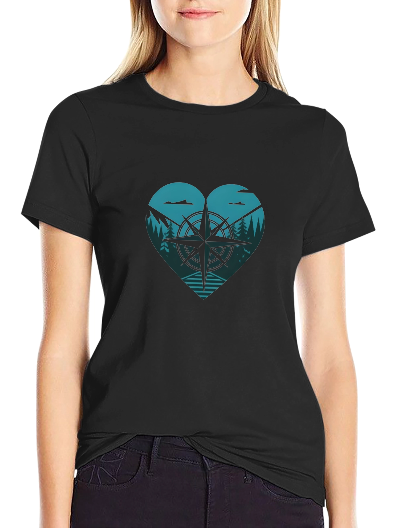 Compass Heart T-Shirt - Adventure Awaits!