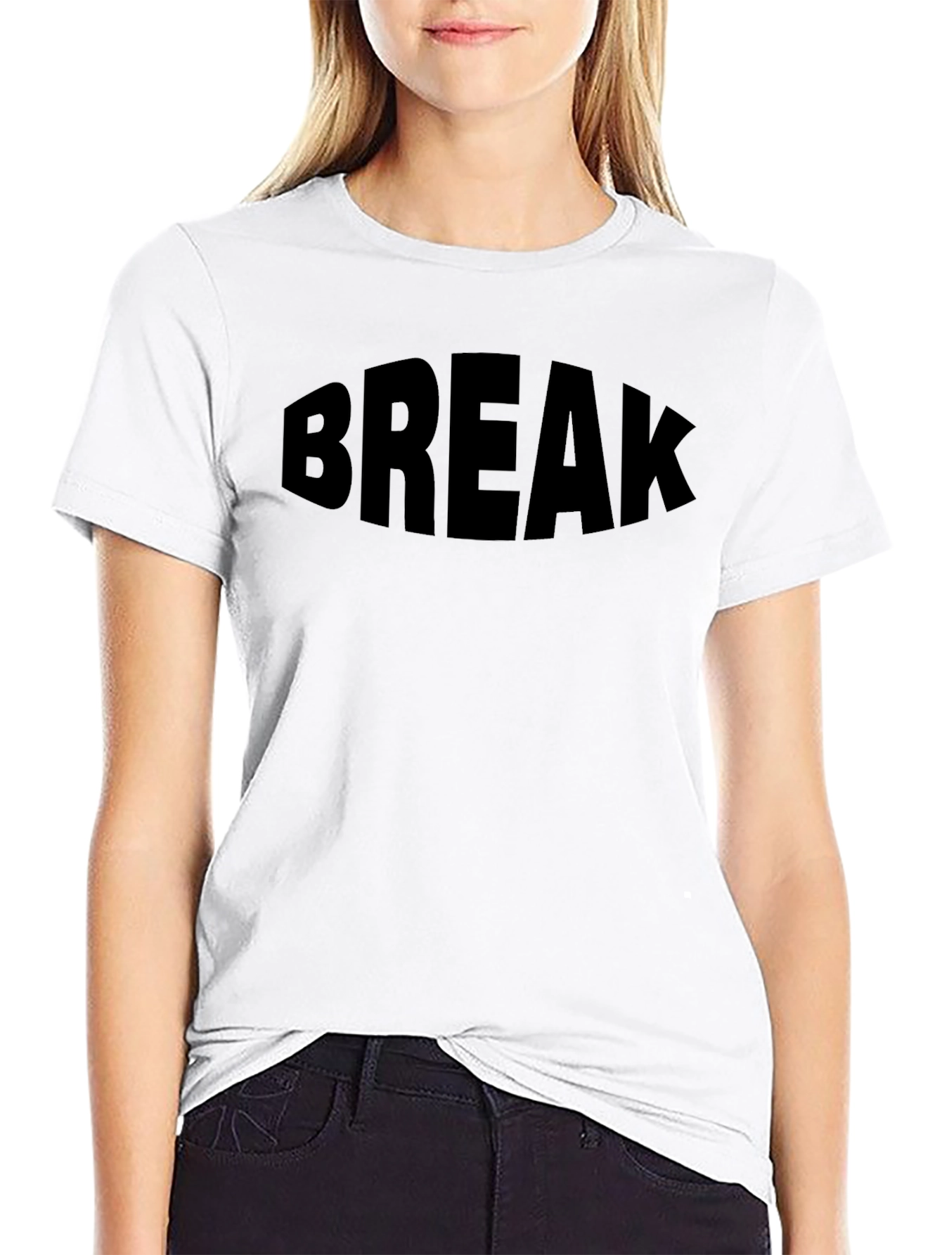Bold BREAK Graphic Print Crew Neck T-Shirt - Black