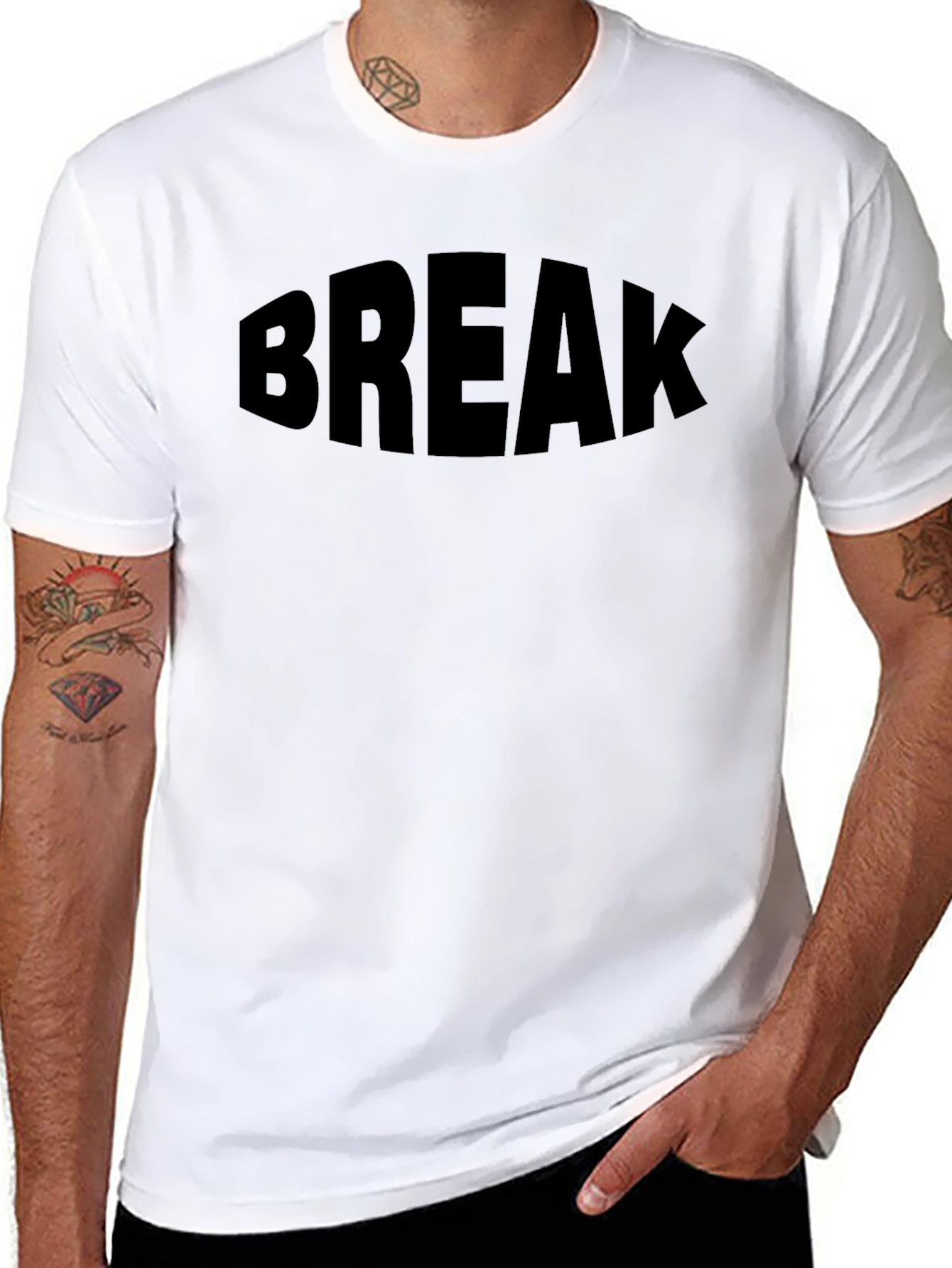 Bold BREAK Graphic Print Crew Neck T-Shirt - Black