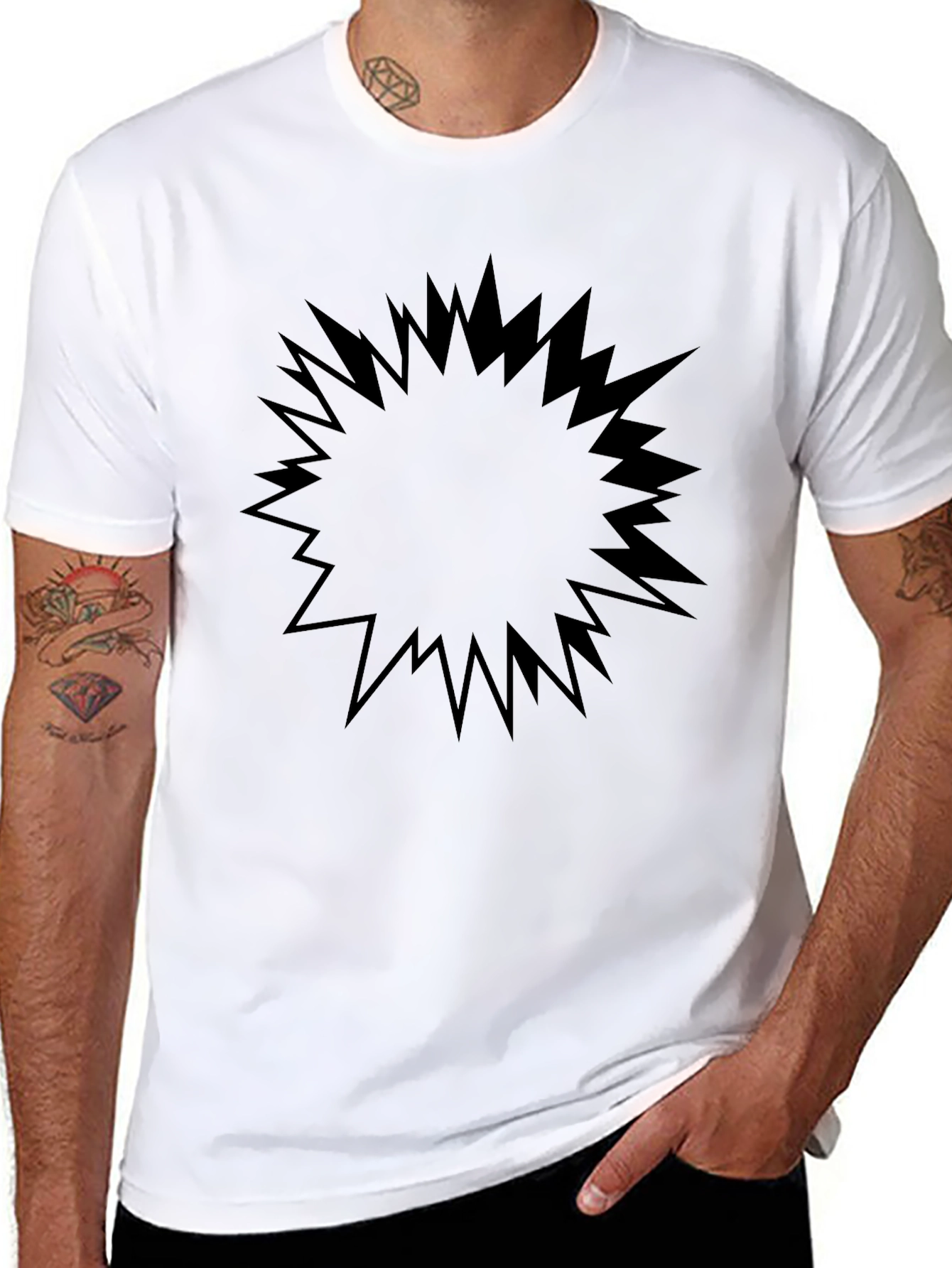 Starburst Graphic Tee - Solid Black Cotton Shirt
