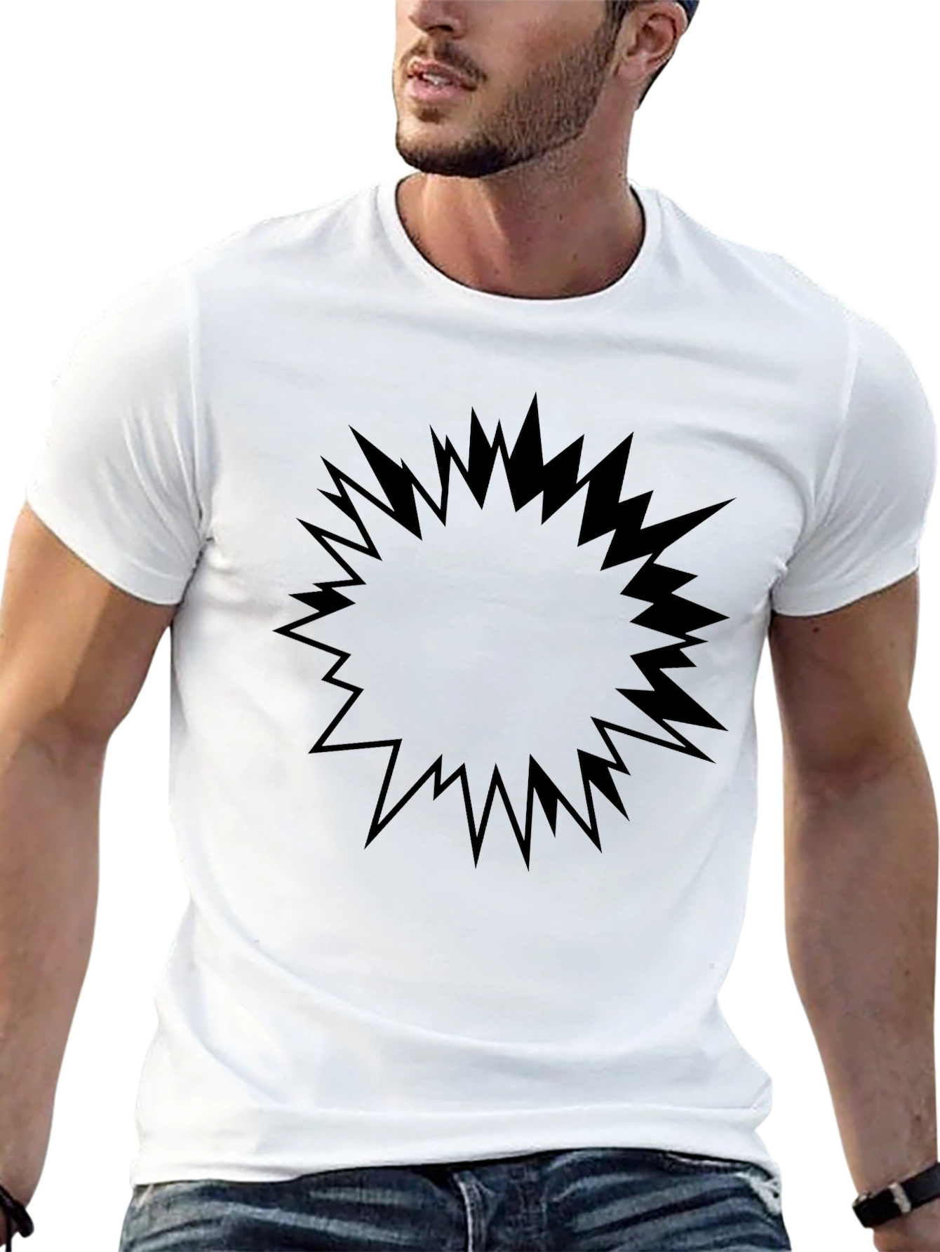 Starburst Graphic Tee - Solid Black Cotton Shirt