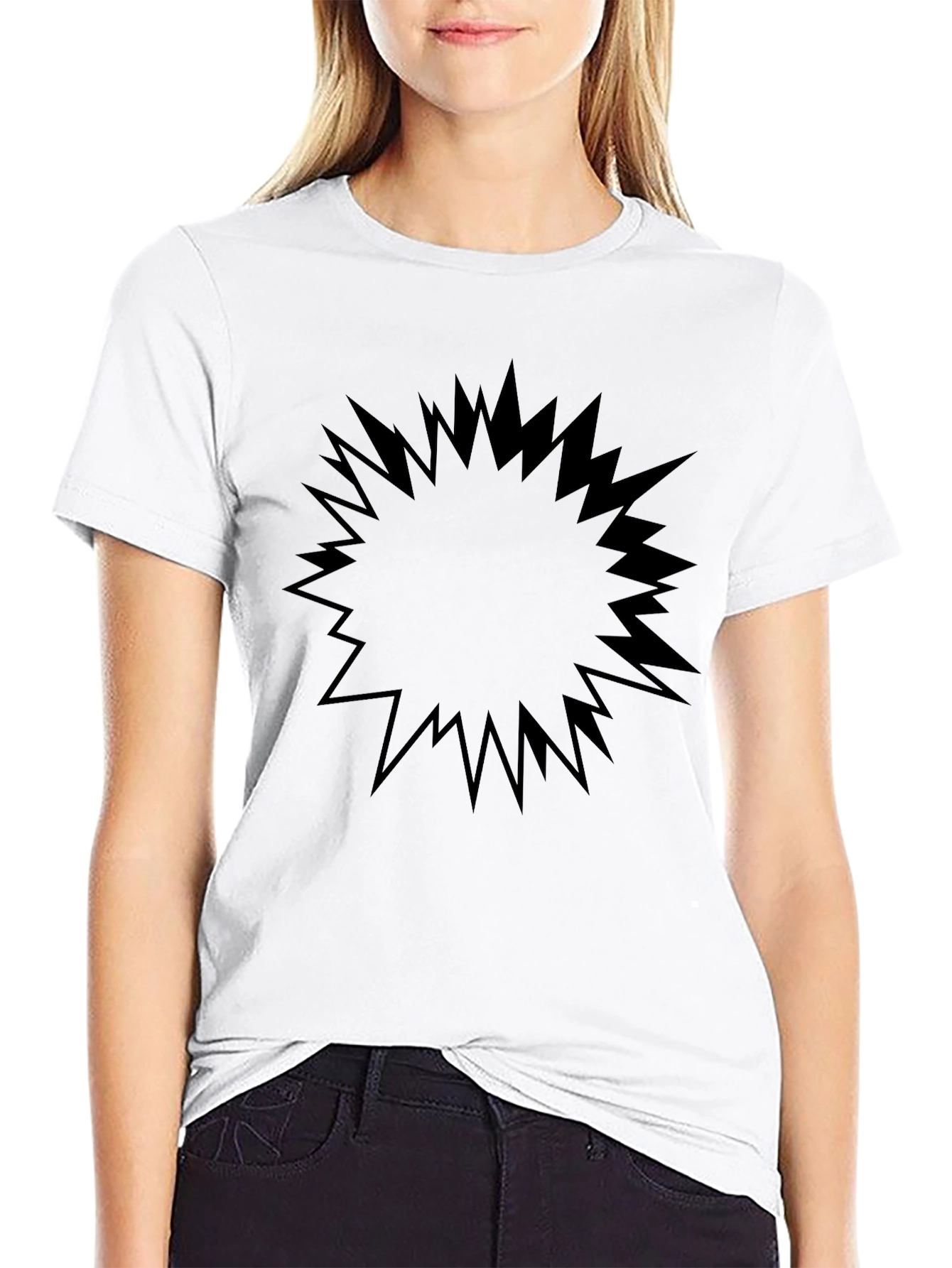 Starburst Graphic Tee - Solid Black Cotton Shirt
