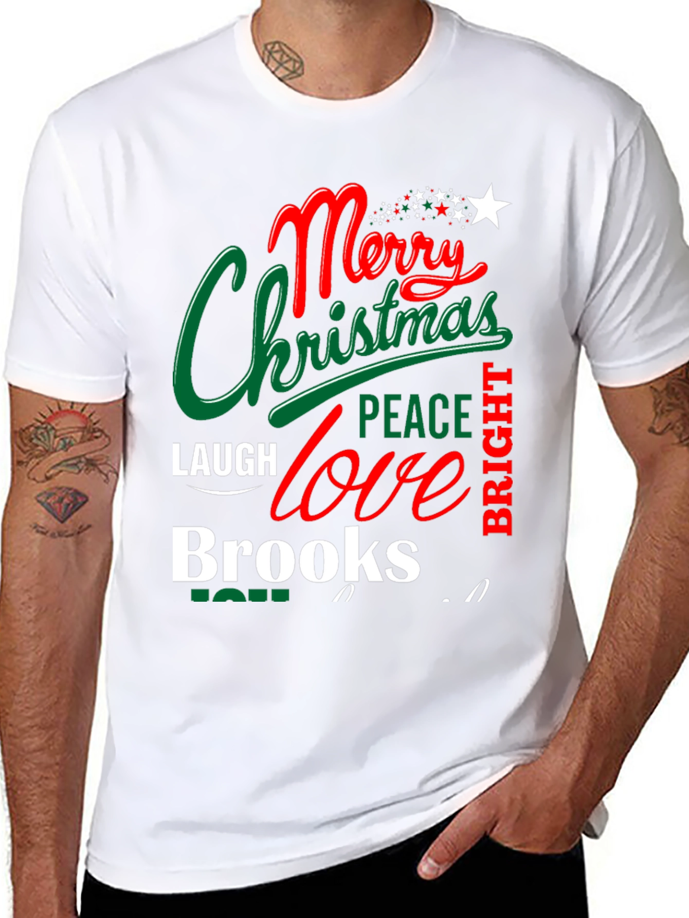 Festive Merry Christmas Peace Love Brooks T-Shirt