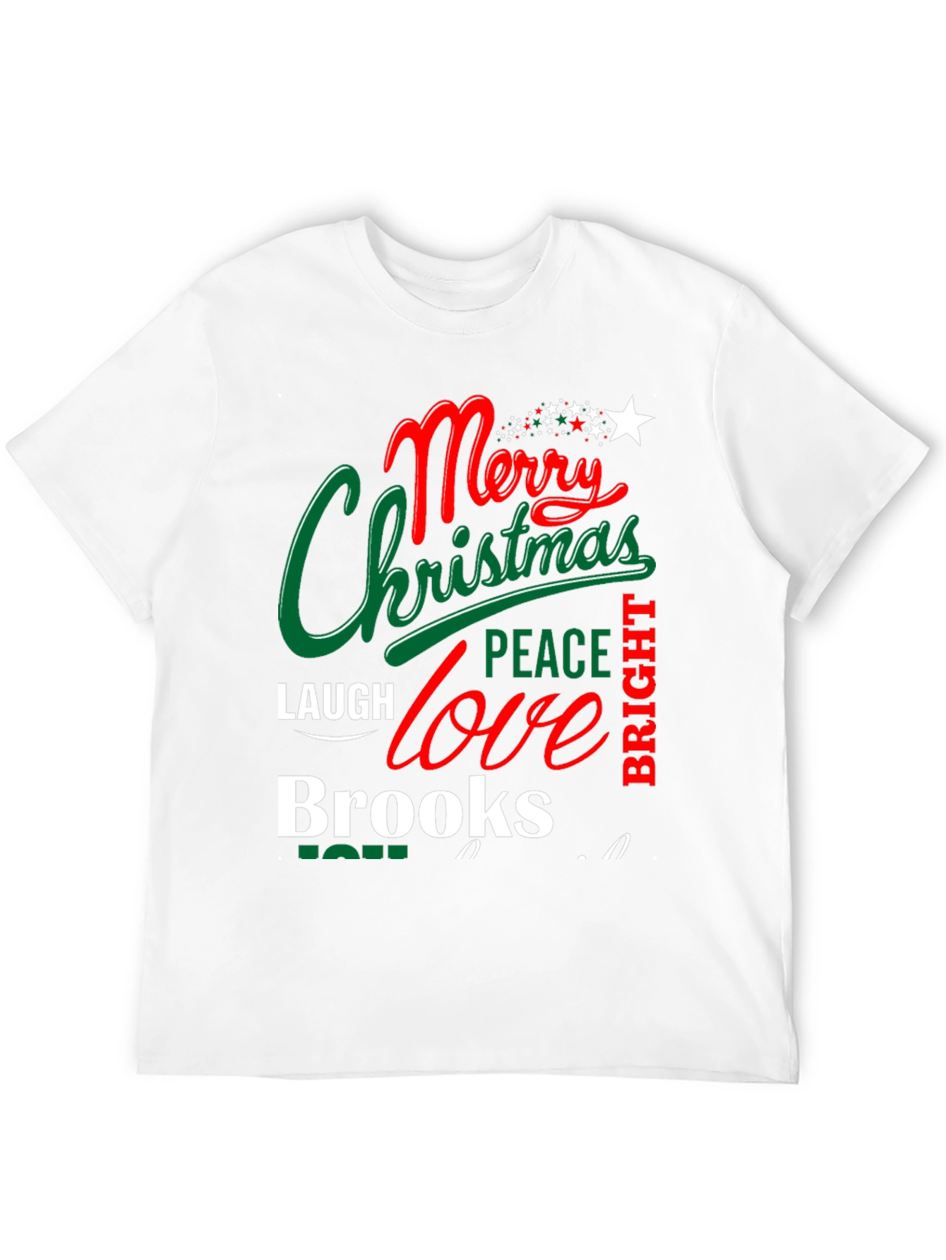 Festive Merry Christmas Peace Love Brooks T-Shirt