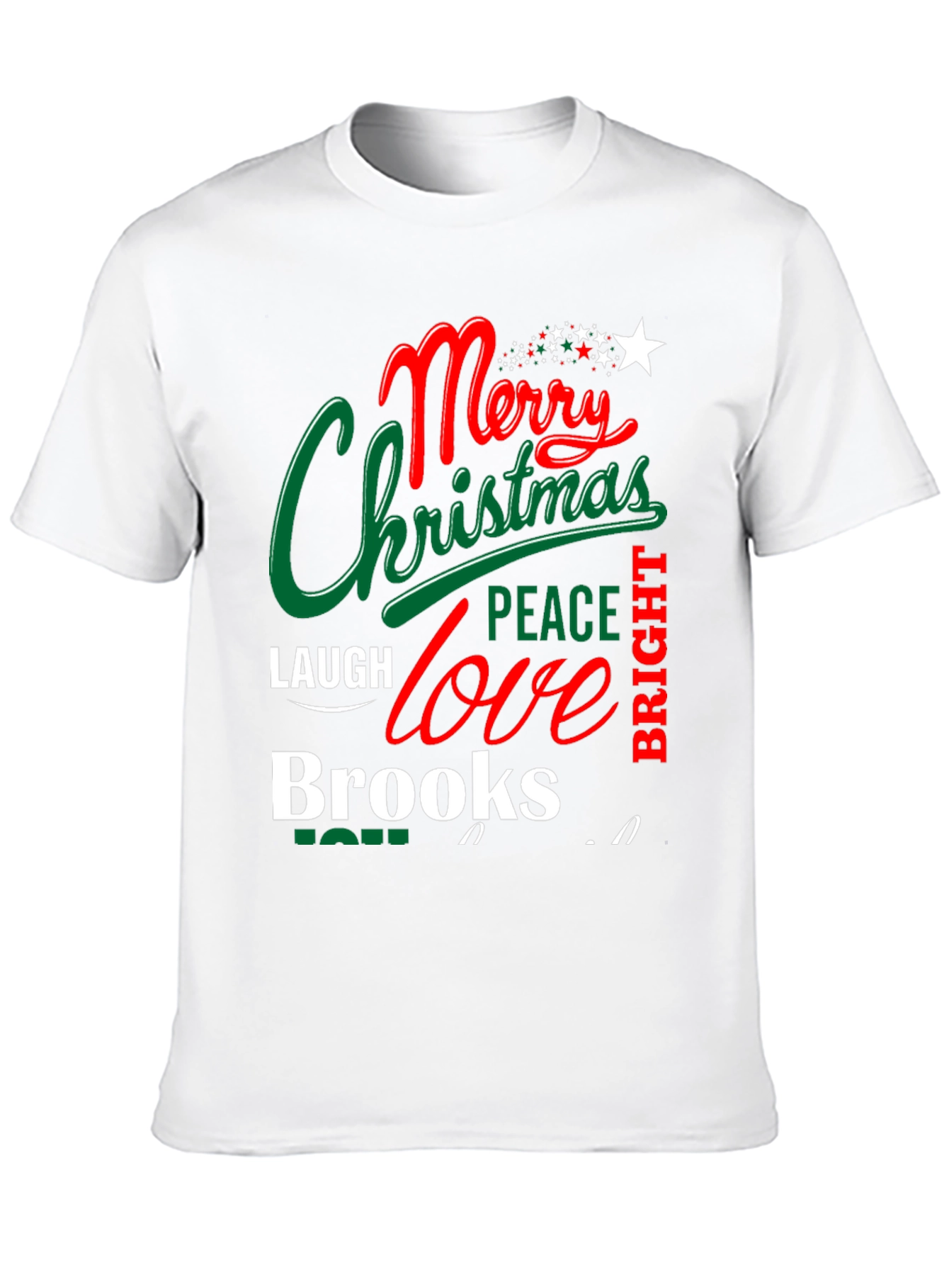 Festive Merry Christmas Peace Love Brooks T-Shirt