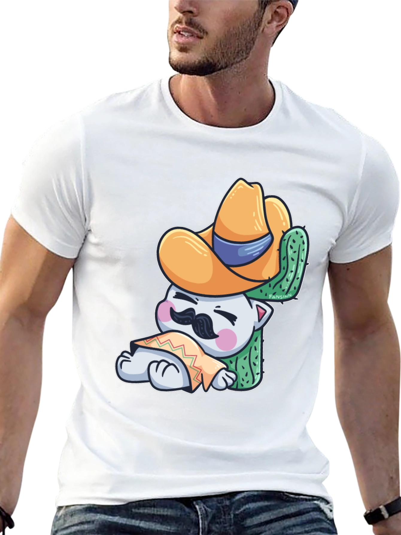 Cute Cat in Sombrero Graphic T-Shirt