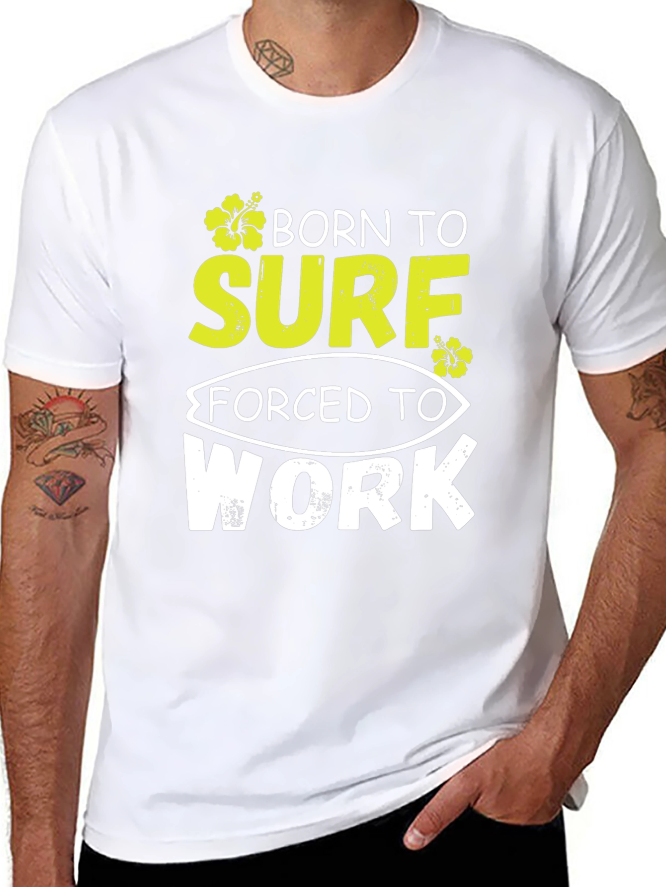 Born to Surf Black Graphic T-Shirt