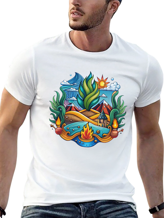 Natures Elements T-Shirt: Earth Wind Fire Water Design
