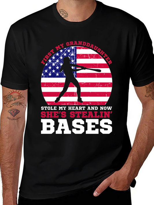 Granddaughter Baseball T-Shirt - Stole My Heart and Stealing Bases