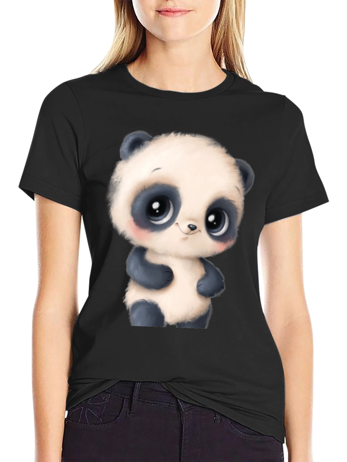 Cute Cartoon Panda Bear Graphic T-Shirt