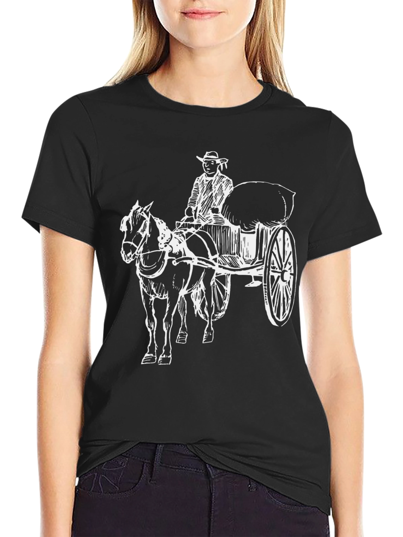 Black Horse-Drawn Carriage T-Shirt
